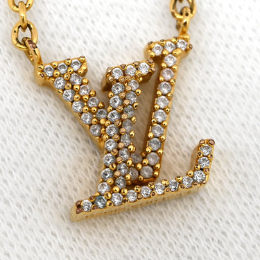 ルイヴィトン LOUIS VUITTON LV アイコニック M00596 ゴールド GP ストラス ラインストーン ネックレス ロゴ モノグラムフラワー LVイニシャル LVサークル