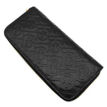 バーバリー BURBERRY TBモノグラム エンボス 8011601 ブラック レザー 長財布 ゴールド金具 黒 TBロゴ ラウンドファスナー