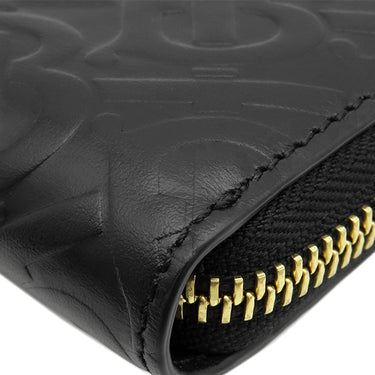 バーバリー BURBERRY TBモノグラム エンボス 8011601 ブラック レザー 長財布 ゴールド金具 黒 TBロゴ ラウンドファスナー