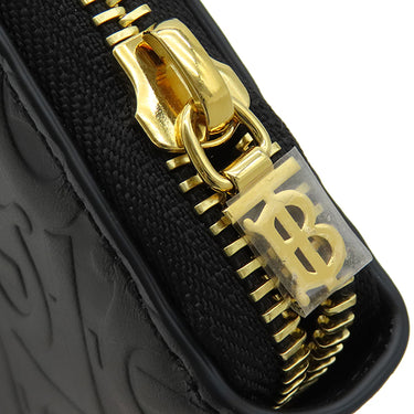 バーバリー BURBERRY TBモノグラム エンボス 8011601 ブラック レザー 長財布 ゴールド金具 黒 TBロゴ ラウンドファスナー