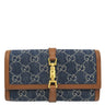 グッチ GUCCI ジャッキー1961 チェーン付き ウォレット 652681 ブルー×ブラウン レザー GGジャガードデニム チェーンウォレット ゴールド金具 デニム ショルダー