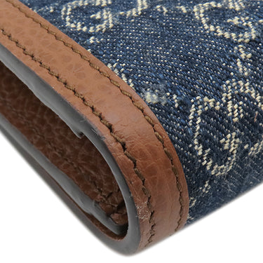 グッチ GUCCI ジャッキー1961 チェーン付き ウォレット 652681 ブルー×ブラウン レザー GGジャガードデニム チェーンウォレット ゴールド金具 デニム ショルダー