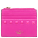 ヴァレンティノ VALENTINO ロックスタッズ カードケース 4W2P0T35ZKZ ピンク レザー カードケース ゴールド金具 フラグメントケース コインケース