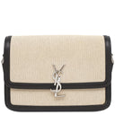 イヴ・サンローラン Yves Saint Laurent ソルフェリーノ キャンバス ショルダー ベージュ×ブラック キャンバス レザー ショルダーバッグ シルバー金具 YSL ロゴプレート