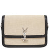 イヴ・サンローラン Yves Saint Laurent ソルフェリーノ キャンバス ショルダー ベージュ×ブラック キャンバス レザー ショルダーバッグ シルバー金具 YSL ロゴプレート