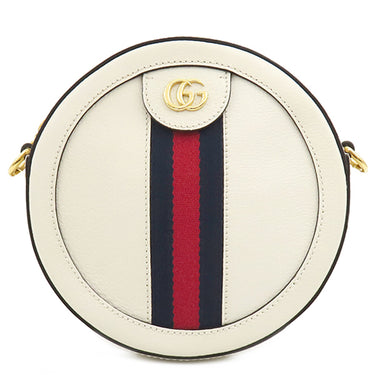 グッチ GUCCI オフィディア GG ミニ ラウンド ショルダー 550618 ホワイト レザー ショルダーバッグ ゴールド金具 白 紺 赤 チェーンショルダー
