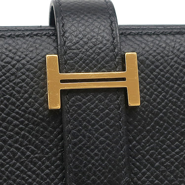 エルメス HERMES ベアンスフレ ブラック ヴォーエプソン 長財布 ゴールド金具 黒 二つ折り財布