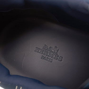 エルメス HERMES アンヴォル H221894Z ネイビー×オレンジ キャンバス スウェード #43.5 スニーカー Envol 紺 橙 白 ソルド品