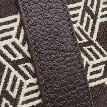 エルメス HERMES ガーデンパーティーTPM ブラウン×ホワイト トワルソーアッシュ レザー トートバッグ シルバー金具 茶 白 Ｈロゴ