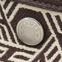 エルメス HERMES ガーデンパーティーTPM ブラウン×ホワイト トワルソーアッシュ レザー トートバッグ シルバー金具 茶 白 Ｈロゴ
