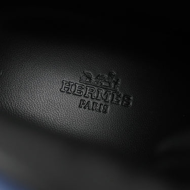 エルメス HERMES クルー ド セル フリースタイル H222915Z ブラックXホワイトXブルー レザー #40.5 スニーカー 黒 白 青 ハイカット