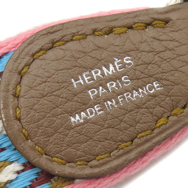 エルメス HERMES バンドリエール サングル ジグザグ ローズエテ×ホワイト×ルージュヴィフ×ゴールド ヴォースイフト トワルコットン ショルダーストラップ シルバー金具