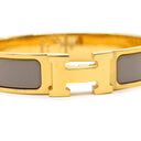 エルメス HERMES クリックH PM グレージュ×ゴールド GP エナメル ブレスレット ゴールド金具 Hブレス クリッククラック