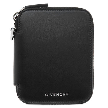 ジバンシイ GIVENCHY ヴォワイユー ネックストラップ カードホルダー BK60F6K1Y1 001 ブラック グレインカーフレザー 二つ折り財布 シルバー金具 コンパクト