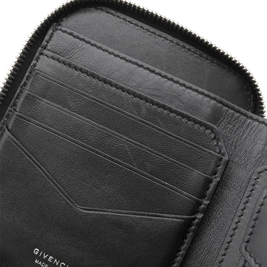 ジバンシイ GIVENCHY ヴォワイユー ネックストラップ カードホルダー BK60F6K1Y1 001 ブラック グレインカーフレザー 二つ折り財布 シルバー金具 コンパクト
