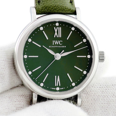 腕時計 IWC IWC ポートフィノ オートマティック 34 IW357405 自動巻き メンズ レディース 純正ダイヤ 緑 グリーン バー ローマン