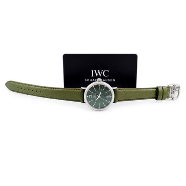 腕時計 IWC IWC ポートフィノ オートマティック 34 IW357405 自動巻き メンズ レディース 純正ダイヤ 緑 グリーン バー ローマン