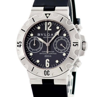 腕時計 ブルガリ BVLGARI ディアゴノ スクーバ 200m クロノグラフ SCB38S 自動巻き メンズ ブラック 黒 逆回転防止ベゼル