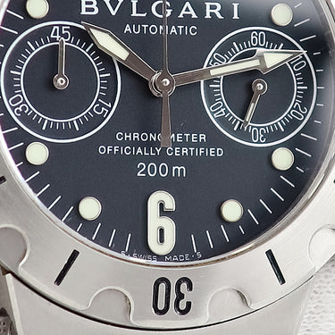 腕時計 ブルガリ BVLGARI ディアゴノ スクーバ 200m クロノグラフ SCB38S 自動巻き メンズ ブラック 黒 逆回転防止ベゼル