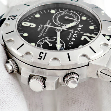 腕時計 ブルガリ BVLGARI ディアゴノ スクーバ 200m クロノグラフ SCB38S 自動巻き メンズ ブラック 黒 逆回転防止ベゼル