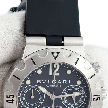 腕時計 ブルガリ BVLGARI ディアゴノ スクーバ 200m クロノグラフ SCB38S 自動巻き メンズ ブラック 黒 逆回転防止ベゼル