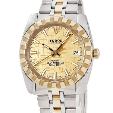腕時計 チュードル TUDOR クラシック デイト 38 21013 J番 自動巻き メンズ J番 K18YG×SS コンビ シャンパン チューダー