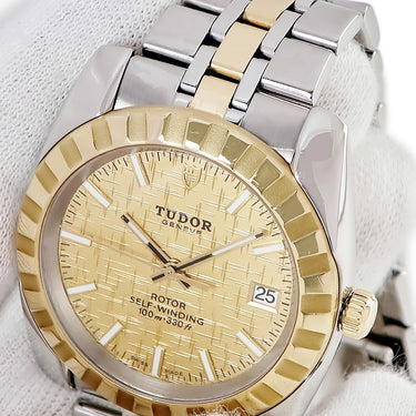 腕時計 チュードル TUDOR クラシック デイト 38 21013 J番 自動巻き メンズ J番 K18YG×SS コンビ シャンパン チューダー