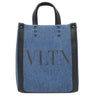 ヴァレンティノ VALENTINO VLTN ロゴ 2Y2B0B78 ブルー×ブラック デニム レザー 2WAYバッグ シルバー金具 青 黒 ショルダー トート スタッズ