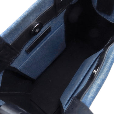 ヴァレンティノ VALENTINO VLTN ロゴ 2Y2B0B78 ブルー×ブラック デニム レザー 2WAYバッグ シルバー金具 青 黒 ショルダー トート スタッズ