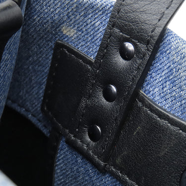 ヴァレンティノ VALENTINO VLTN ロゴ 2Y2B0B78 ブルー×ブラック デニム レザー 2WAYバッグ シルバー金具 青 黒 ショルダー トート スタッズ