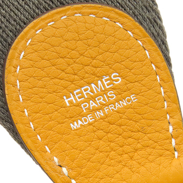エルメス HERMES バンドリエール サングル エトゥープ×サフラン ヴォースイフト トワルコットン ショルダーストラップ シルバー金具 グレージュ 黄色