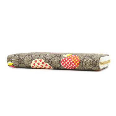 グッチ GUCCI レ ポム ジップアラウンド ウォレット 663924 ベージュ×ホワイト×レッド×ピンク GGスプリームキャンバス レザー 長財布 ゴールド金具 アップル リンゴ