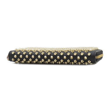 クリスチャンルブタン Christian Louboutin パネトーネ スパイク 1185059 ブラック レザー 長財布 ゴールド金具 黒 ラウンドファスナー スタッズ