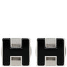 エルメス HERMES カージュ ド アッシュ Hキューブ ブラック×シルバー メタル エナメル ピアス 黒 Hモチーフ