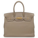 エルメス HERMES バーキン35 エトゥープ トリヨンクレマンス ハンドバッグ ゴールド金具 グレージュ