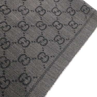 グッチ GUCCI ダブルジャガード ウールスカーフ 133483 グレー ウール マフラー ストール ウール100% GG柄