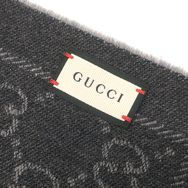 グッチ GUCCI ダブルジャガード ウールスカーフ 133483 グレー ウール マフラー ストール ウール100% GG柄