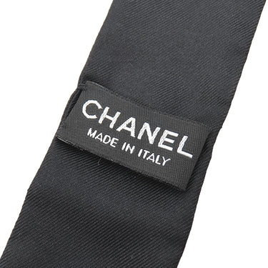 シャネル CHANEL COCO スリム バンドー ブラック×マルチカラー シルク スカーフ 黒 ココマーク ロゴ ツイリー