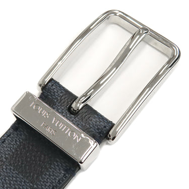 ルイヴィトン LOUIS VUITTON サンチュール ポンヌフ ベルト 100/40 M6067 ダミエコバルト レザー ダミエコバルトキャンバス ベルト シルバー金具 青 黒 拡張済み