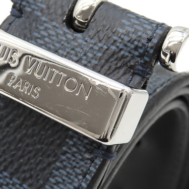 ルイヴィトン LOUIS VUITTON サンチュール ポンヌフ ベルト 100/40 M6067 ダミエコバルト レザー ダミエコバルトキャンバス ベルト シルバー金具 青 黒 拡張済み