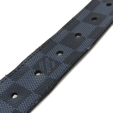 ルイヴィトン LOUIS VUITTON サンチュール ポンヌフ ベルト 100/40 M6067 ダミエコバルト レザー ダミエコバルトキャンバス ベルト シルバー金具 青 黒 拡張済み
