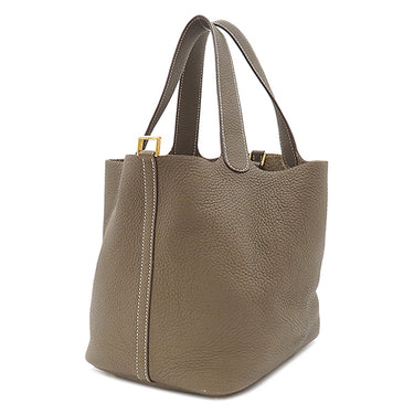 エルメス HERMES ピコタンロック MM エトゥープ トリヨンクレマンス ハンドバッグ ゴールド金具 グレージュ