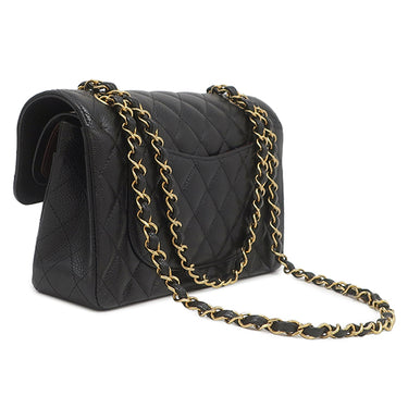シャネル CHANEL マトラッセ Wフラップ チェーンショルダー ブラック レザー ショルダーバッグ ゴールド金具 黒 ココマーク