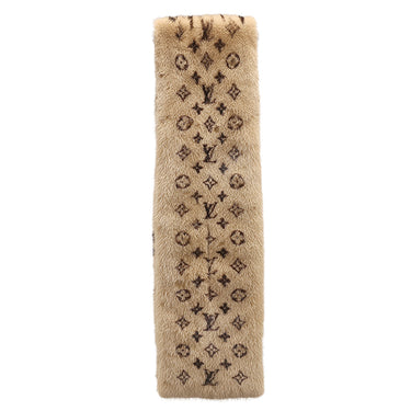 ルイヴィトン LOUIS VUITTON エシャルプ M67414 ベージュ×ブラウン ミンク シルク マフラー モノグラム レオパード ヒョウ柄