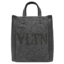 ヴァレンティノ VALENTINO VLTN ロゴ 1Y2B0B78BZN グレー×ブラック フェルト レザー 2WAYバッグ ガンメタル金具 黒 ショルダー トート スタッズ
