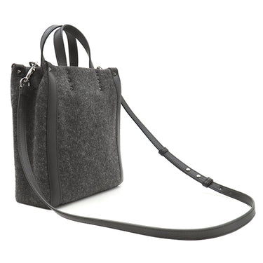ヴァレンティノ VALENTINO VLTN ロゴ 1Y2B0B78BZN グレー×ブラック フェルト レザー 2WAYバッグ ガンメタル金具 黒 ショルダー トート スタッズ