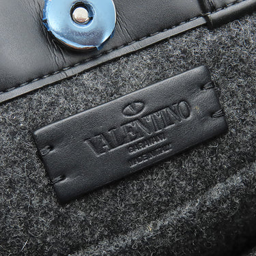 ヴァレンティノ VALENTINO VLTN ロゴ 1Y2B0B78BZN グレー×ブラック フェルト レザー 2WAYバッグ ガンメタル金具 黒 ショルダー トート スタッズ