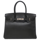 エルメス HERMES バーキン30 ブラック アルデンヌ ハンドバッグ シルバー金具 黒