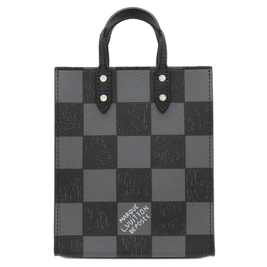 ルイヴィトン LOUIS VUITTON サック プラ XS N60479 ブラック レザー ダミエチェッカーボードキャンバス 2WAYバッグ シルバー金具 黒 グレー トップハンドル