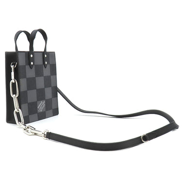 ルイヴィトン LOUIS VUITTON サック プラ XS N60479 ブラック レザー ダミエチェッカーボードキャンバス 2WAYバッグ シルバー金具 黒 グレー トップハンドル